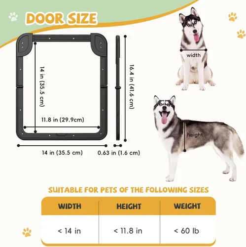 Miniatura 4 de Puerta de perro para puerta mosquitera, puerta para mascotas con cerradura para puerta corrediza, solapa magnética de cierre automático de 14 x 11.8