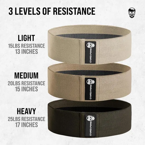 Miniatura 3 de Bandas de cadera para entrenamientos de glúteos Juego de bandas de tela antideslizante con 3 niveles - Bandas de resistencia para piernas y cadera