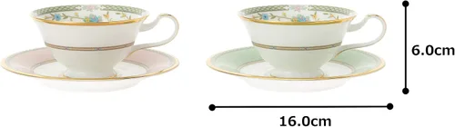 Miniatura 7 de Noritake Juego de platos de porcelana de hueso Yoshino para té y café verde rosa Y6988/998307 (importación de Japón)
