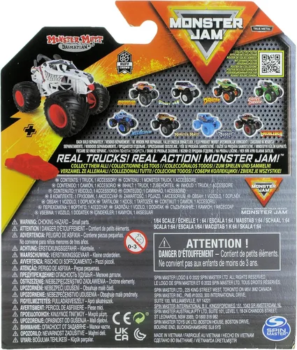 Miniatura 3 de Monster Jam 2022 Spin Master 1:64 Camión fundido a troquel con accesorio adicional: Ruff Crowd Monster Mutt Dálmata