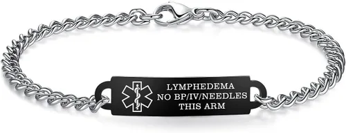 Miniatura 99 de Pulseras de identificación de alerta médica de 6.5 "-8.5" para mujeres, pulseras de emergencia médica de acero inoxidable, grabado gratuito