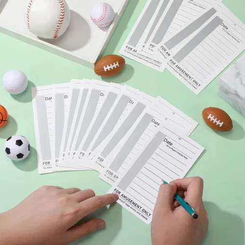 Miniatura 7 de 100 paquetes de 10 cartas deportivas de fútbol de líneas, 100 tarjetas de fútbol americano para piscina, 100 tarjetas de tira de béisbol sin