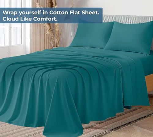 Miniatura 36 de Royale Linens Sábana encimera de tamaño individual XL 100% Algodón Orgánico – Super suave – Sábanas superiores de percal – Sábana encimera