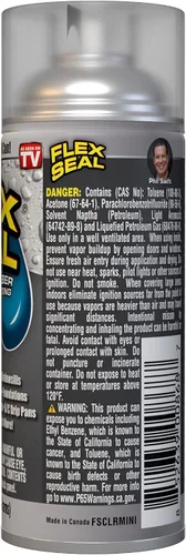 Miniatura 2 de Flex Seal Mini, transparente, detiene fugas al instante, revestimiento de goma impermeable en aerosol, tamaño de viaje, perfecto para canalones