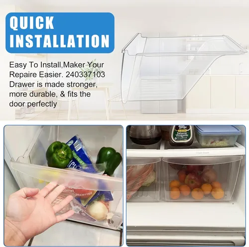 Miniatura 6 de Paquete de 2 cajones para nevera Kenmore 240337103 compatibles con repuesto de cajones Frigidaire 2403371 kenmore para refrigerador, repuesto