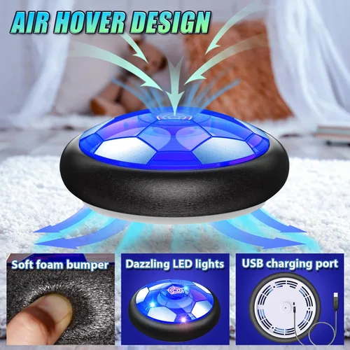 Miniatura 3 de Set de pelota de fútbol hover con 2 porterías - Fútbol recargable con energía LED, pelota flotante hover para interior/exterior, regalos de fútbol