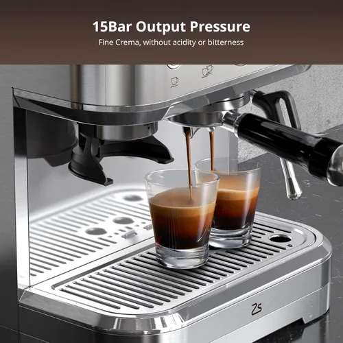 Miniatura 3 de Takywep Máquina de café expreso profesional con molinillo integrado y espumador de leche, cafetera de capuchino y café con leche de 15 bares, regalo