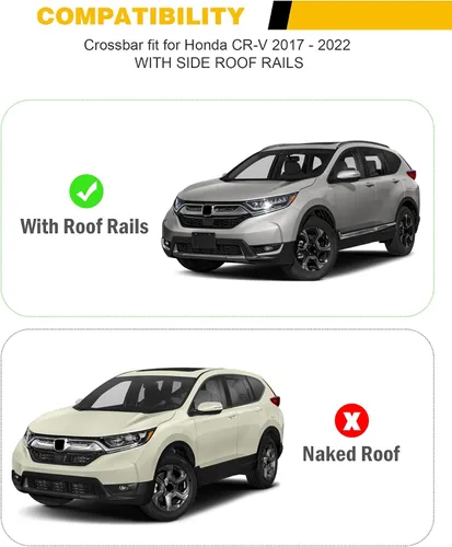 Miniatura 2 de Barra transversal de 220 libras para Honda CR-V CRV 2017-2022 con rieles de techo empotrados, barra de carga, barra transversal, accesorios