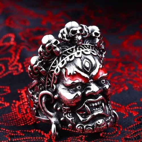 Miniatura 5 de HUYHOAT - Anillo protector de buda de acero inoxidable 316L de la India budismo Sanskr Ganesha protector de Buda SU0JE (dorado-8)