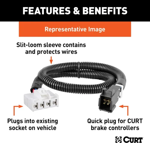 Miniatura 2 de CURT 51436 Arnés de cableado eléctrico del controlador de freno de remolque de enchufe rápido, seleccione Ford F150, F250, F350, F450, F550 Super