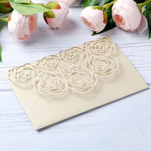 Miniatura 4 de Página interior personalizada, cortada con láser, bolsillo para tarjetas de invitaciones de boda con sobre para fiesta de cumpleaños, invitación