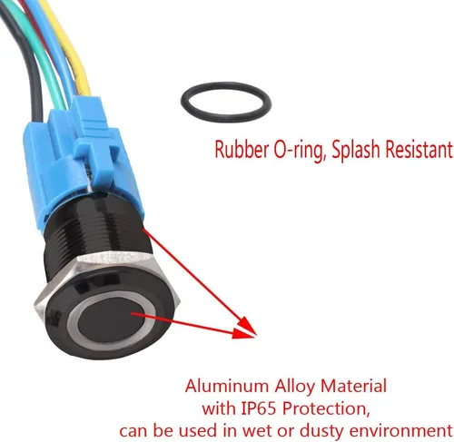 Miniatura 3 de Conexión a corriente con interruptor a botón con luz LED E Support™ de metal con forma ojo de ángel para autos de 16 mm 12V 3A, Verde