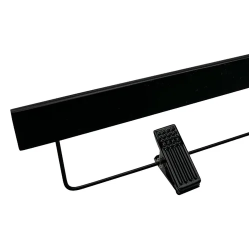 Miniatura 4 de NAHANCO Slimline - Percha de madera para pantalones/faldas de 14 pulgadas con clips acolchados, color negro con herrajes negros