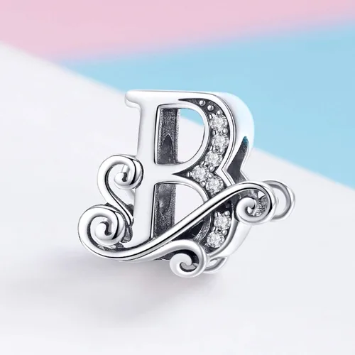 Miniatura 4 de Plata de ley 925 maciza con piedras cúbicas opciones de regalo completas AZ alfabeto encantador letras abalorios para pulseras europeas Pandora