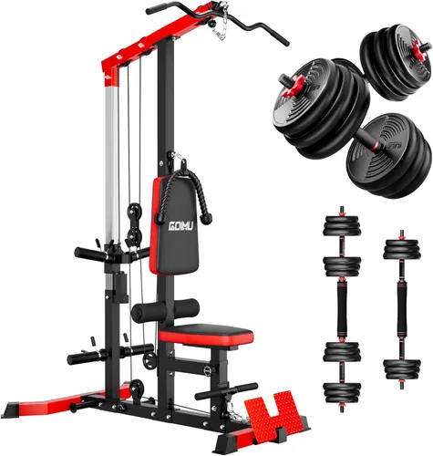 Miniatura 10 de LS01 Máquina de tracción LAT, máquina de cable para remo LAT con abdominales, torre LAT con accesorios de remo con cable, estaciones de polea 3 en 1