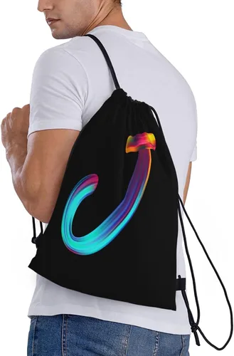 Miniatura 2 de Bolsas con cordón inicial con cordón para deportes, gimnasio, viajes, natación, playa, campamento, arco iris, letra J