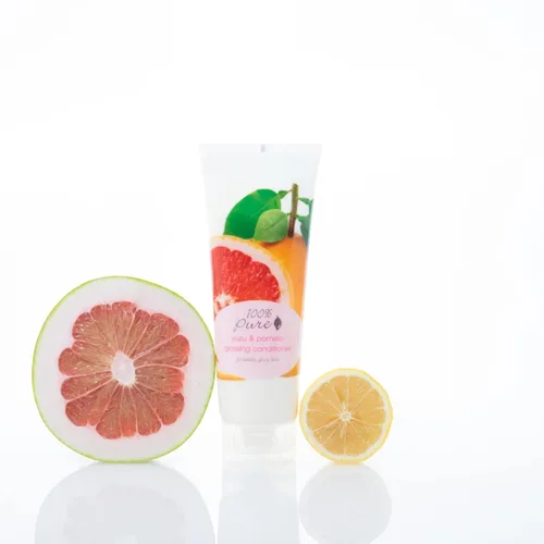 Miniatura 6 de 100% PURE Yuzu & Pomelo - Acondicionador brillante, revitalizante e hidratante, estimulante de nutrientes del aceite de semilla de lino Kelp
