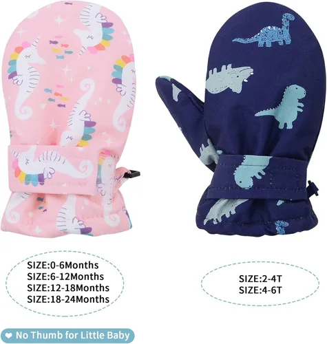 Miniatura 2 de Zando Guantes de forro polar para bebé, guantes cálidos de invierno, guantes de esquí impermeables para nieve, guantes para niños y niñas