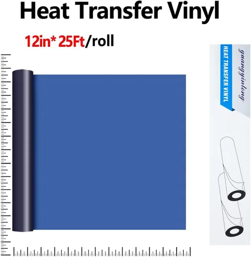 Miniatura 2 de guangyintong Rollo de vinilo de transferencia de calor azul marino, 12 pulgadas x 25 pies, vinilo azul marino para planchar para camisetas, vinilo