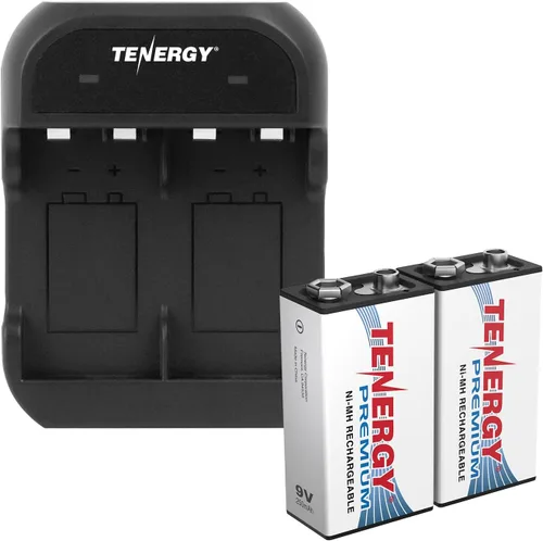 Miniatura 10 de Tenergy TN141 Cargador inteligente de 2 bahías 9V con paquete de 2 baterías recargables de baja autodescarga 9V NiMH Centura