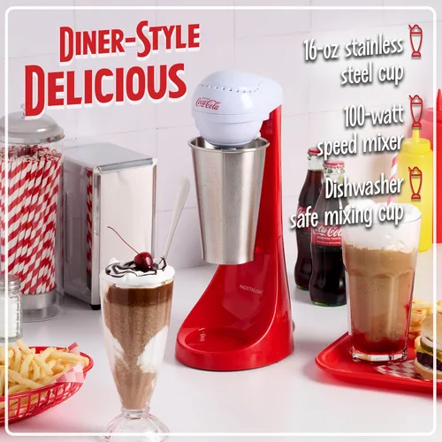 Miniatura 4 de Nostalgia - Máquina para hacer batidos o mezclar bebidas Coca Cola eléctrica y de dos velocidades, edición limitada, incluye taza para mezclar