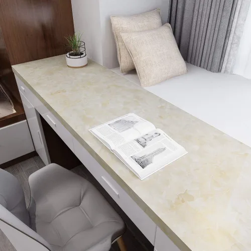 Miniatura 3 de YENHOME Papel de contacto de mármol para despegar y pegar, impermeable, 17.7 x 118 pulgadas, papel de contacto de mármol beige para encimeras