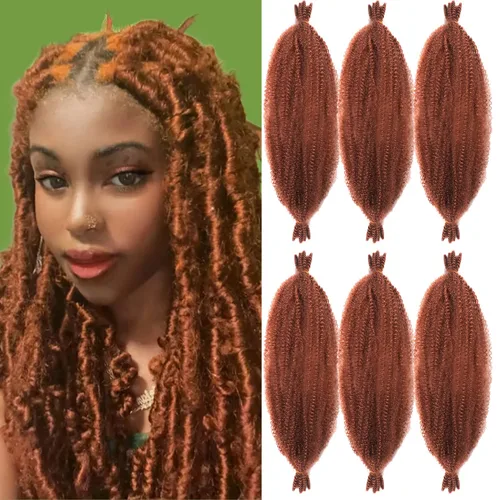 Miniatura 33 de Marley Twist - Cabello trenzado marrón Spring Twist de 18 pulgadas, cabello Marley para rastas suaves de imitación mariposa, cabello trenzado rizado