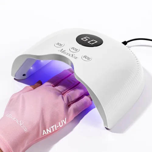 MelodySusie Lámpara de uñas LED compacta con guantes UV, secadora de uñas P-PLUS30A con sensor inteligente que cura todos los geles, especialmente