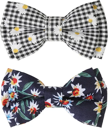 Miniatura 4 de Collar de gato con campanas, lindo corbatín para gato, paquete de 2 collares de seguridad a cuadros y flores para gatito para hembra, macho, gatos