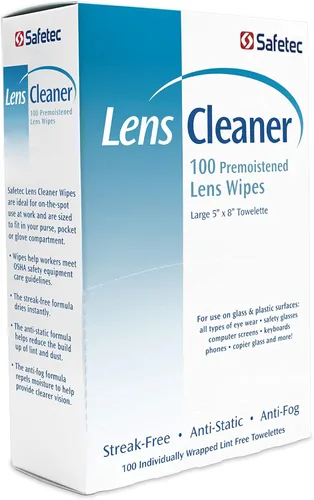 Miniatura 3 de Safetec Toallitas de limpieza para lentes y anteojos, toallitas prehumedecidas (paquete de 2 cajas de 100 unidades, 200 paños de limpieza)