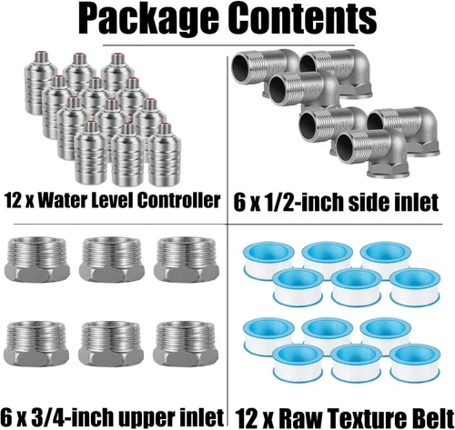 Miniatura 3 de JUXILPP - Válvula de flotador de control automático de nivel de agua, válvula de flotador de canal de agua de acero inoxidable 304 con adaptadores