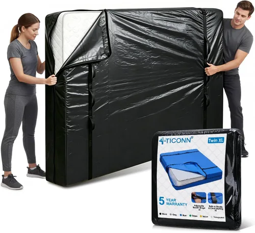 Miniatura 31 de TICONN Bolsas para colchón para mudanza, bolsa de almacenamiento de servicio pesado para colchón Full XL con asa perimetral y hebillas ajustables