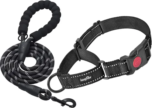 haapaw Paquete de 2 collares de perro Martingale con hebilla de liberación rápida reflectantes, collares de entrenamiento para perros pequeños, Negro