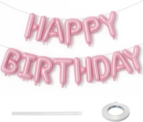 Miniatura 15 de Cartel plateado de feliz cumpleaños – Globos de letras de papel de aluminio de Mylar de 16 pulgadas con cinta, globos autoinflables para mujeres