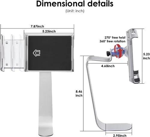 Miniatura 2 de Weilianda Serie de asientos de cine en casa, soporte giratorio para tableta y teléfono celular, accesorios para sofá, 2 juegos de plata