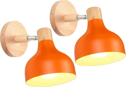 Miniatura 23 de Lámpara de pared E27 retro regulable escandinava para dormitorio, sala de estar, pasillo, cocina, iluminación interior (Amarillo, 2 piezas)