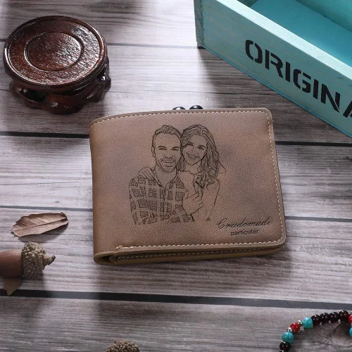 Miniatura 6 de Carteras personalizadas para hombres, carteras de fotos personalizadas de piel sintética para hombres, marido, papá, hijo, regalos personalizados