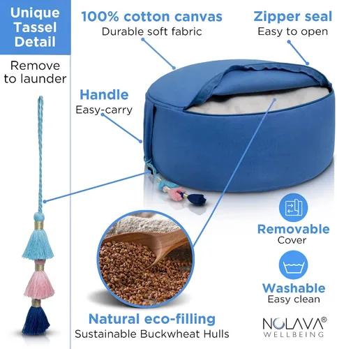 Miniatura 3 de NOLAVA Round Zafu Cushions 15"x6" & Zabuton Meditation Cushions 32"x28"x3" - Premium Comfort for Mindful Practices - Yoga Bolster Pillow &