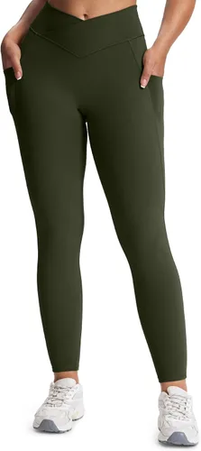 Miniatura 10 de Aoxjox Trinity - Pantalones de yoga de cintura alta con bolsillos para mujer, control de abdomen, cintura cruzada, leggings de entrenamiento suaves