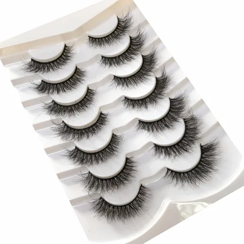 Miniatura 531 de Pooplunch - Pestañas postizas finas de visón sintético, estilo ojo de gato, naturales, cruzadas, tipo racimo, efecto 8D de volumen, tiras