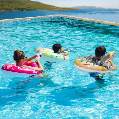 Miniatura 3 de Parentswell Juego de fiesta en la piscina – Anillos inflables de natación para piscina, tubos de piscina con pistolas de agua y pelota de playa