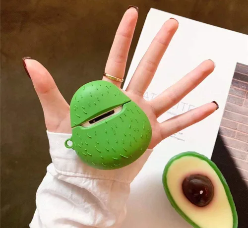 Miniatura 6 de Linda funda para Airpods, divertida y creativa 3D con forma de frutas y verduras con soporte de hebilla de anillo, funda de silicona suave a prueba