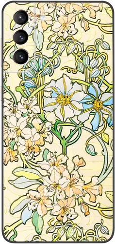Miniatura 37 de Berkin Arts Funda compatible con Samsung Galaxy S22 Ultra, funda de silicona Art Nouveau Floral Flower (Clematis by Alphonse Mucha)