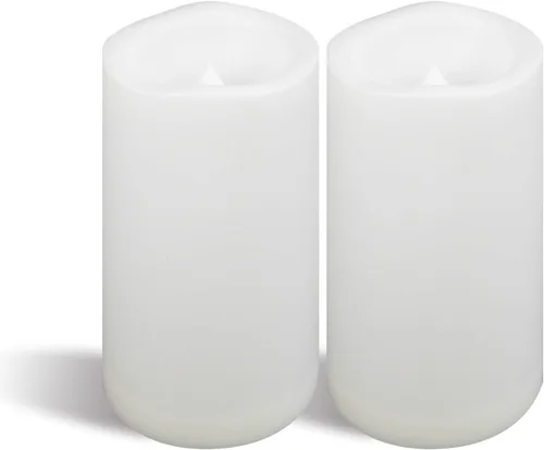 Miniatura 12 de CANDLE CHOICE Velas impermeables sin llama para exteriores, funcionan con pilas, con temporizador, gran resina plástica brillante, parpadeante