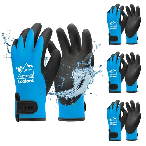 Miniatura 26 de Guantes impermeables para hombres y mujeres, guantes para congelador con agarre, doble recubrimiento de nitrilo para repelente extremo al aceite