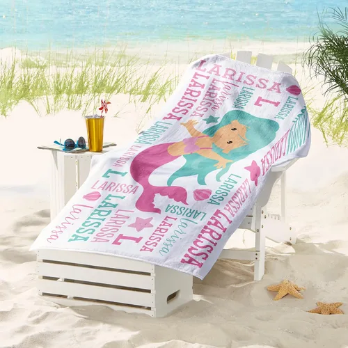 Miniatura 2 de Let's Make Memories Toalla de playa personalizada, toalla de piscina única para niños de todas las edades, para piscina, campamento, escuela, Sirena