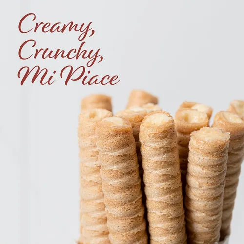 Miniatura 5 de Pirucream Obleas enrolladas con relleno de crema de coco, obleas enrolladas finas y crujientes, textura ligera y crujiente, sabor a coco dulce
