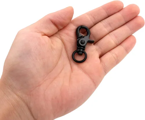Miniatura 4 de BIKICOCO Gancho giratorio de 3/8 pulgadas, cierre de pinza de langosta, clip con resorte, extremo de anillo tórico, negro, paquete de 20 negro x 20