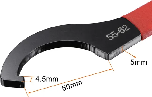 Miniatura 2 de uxcell Llave inglesa de gancho C portabrocas para tuerca redonda de 2.165-2.441 in, con mango antideslizante rojo
