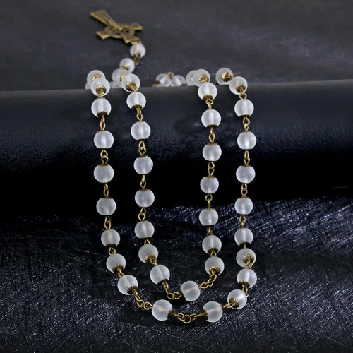 Miniatura 73 de KOMI Rosario de cuentas católicas para mujer, collar de cuentas de rosario con cruz de crucifijo, perlas de cristal, rosario, rosarios, católicos
